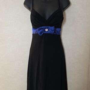 B. Smart Black Dress with Blue Accent